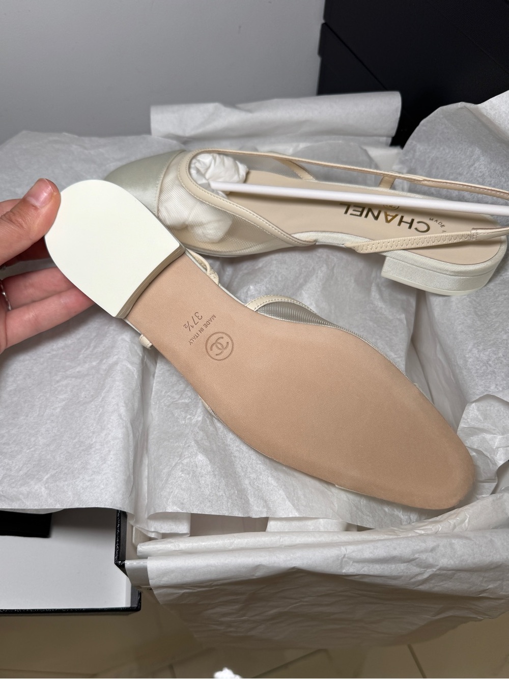 Chanel Ivory Mesh Slingbacks | Size 37.5 - Picture 10 of 15